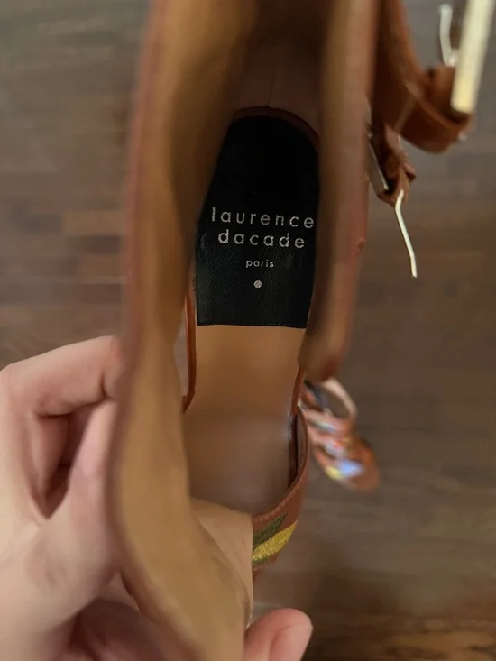 Laurence Dacade Brown Leather Floral Sandals Size 37 - Picture 10 of 11